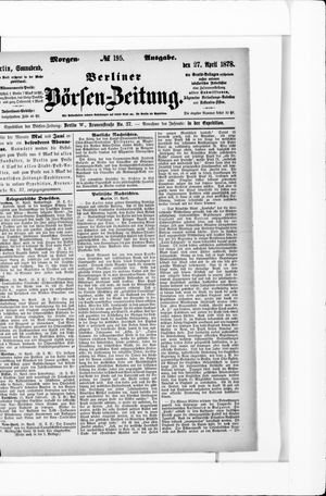 Berliner Börsen-Zeitung vom 27.04.1878