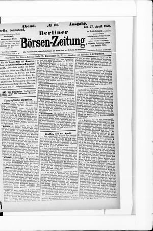 Berliner Börsen-Zeitung vom 27.04.1878