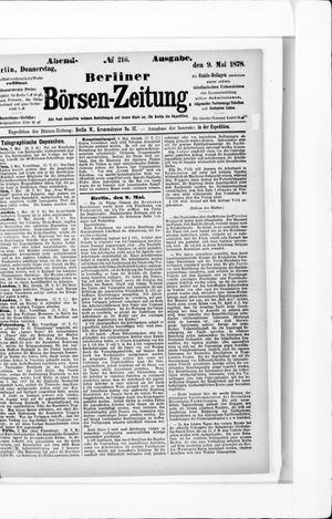 Berliner Börsen-Zeitung vom 09.05.1878