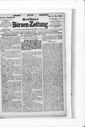 Berliner Börsen-Zeitung vom 11.05.1878