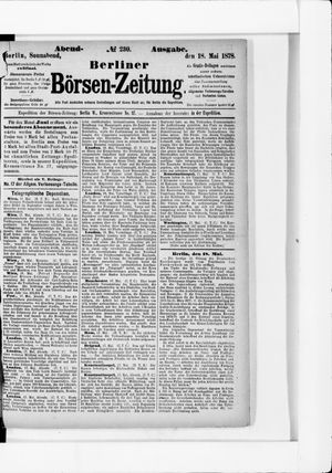 Berliner Börsen-Zeitung vom 18.05.1878