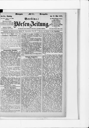 Berliner Börsen-Zeitung vom 19.05.1878