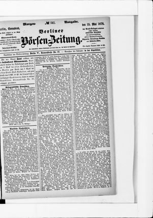 Berliner Börsen-Zeitung vom 25.05.1878