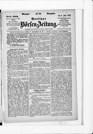 Berliner Börsen-Zeitung vom 09.06.1878