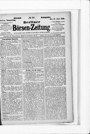 Berliner Börsen-Zeitung vom 13.06.1878