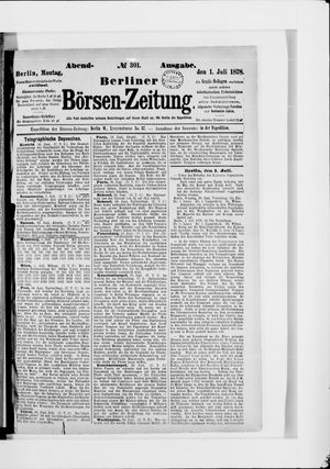 Berliner Börsen-Zeitung vom 01.07.1878