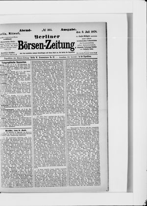 Berliner Börsen-Zeitung vom 03.07.1878