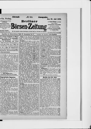 Berliner Börsen-Zeitung on Jul 26, 1878