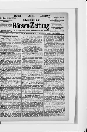 Berliner Börsen-Zeitung vom 01.08.1878