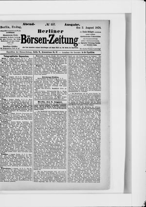 Berliner Börsen-Zeitung on Aug 2, 1878