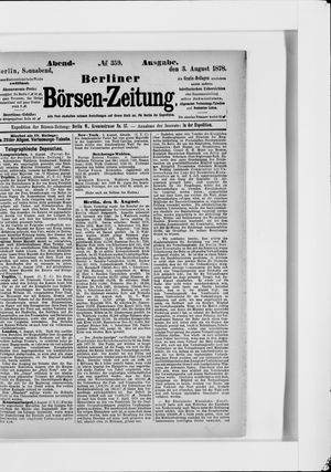 Berliner Börsen-Zeitung vom 03.08.1878