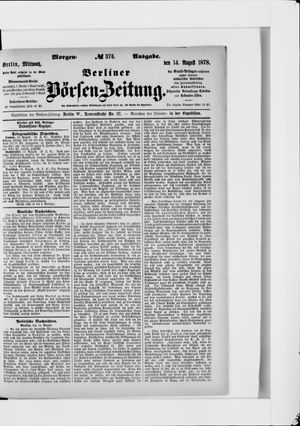 Berliner Börsen-Zeitung vom 14.08.1878