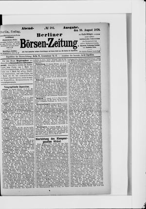 Berliner Börsen-Zeitung vom 16.08.1878