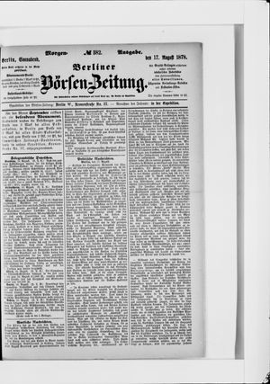 Berliner Börsen-Zeitung vom 17.08.1878