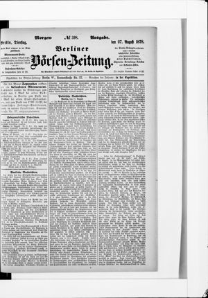 Berliner Börsen-Zeitung vom 27.08.1878