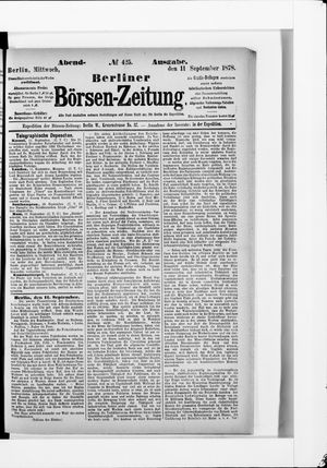 Berliner Börsen-Zeitung vom 11.09.1878