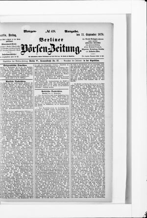 Berliner Börsen-Zeitung vom 13.09.1878