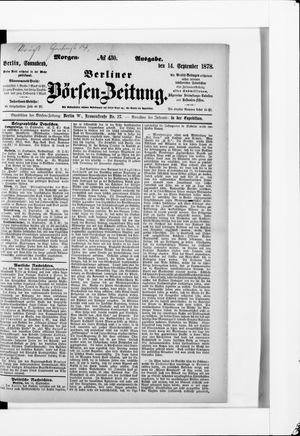 Berliner Börsen-Zeitung vom 14.09.1878