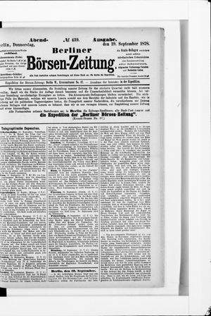 Berliner Börsen-Zeitung on Sep 19, 1878