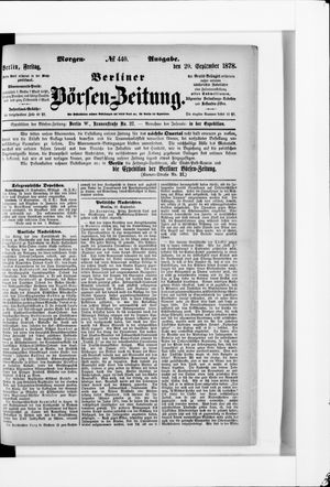 Berliner Börsen-Zeitung vom 20.09.1878