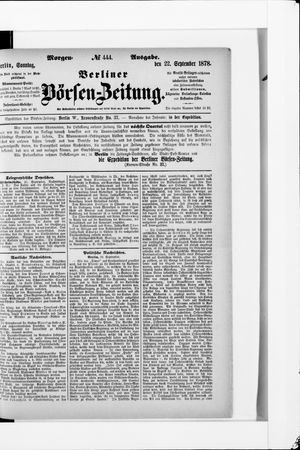 Berliner Börsen-Zeitung vom 22.09.1878