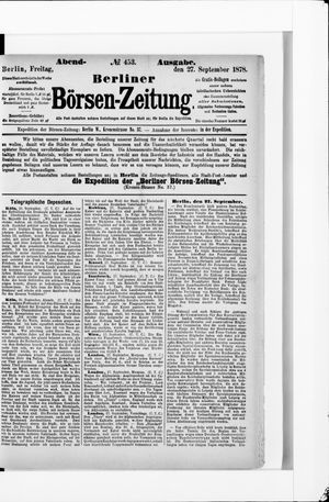 Berliner Börsen-Zeitung on Sep 27, 1878
