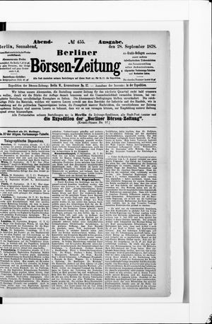 Berliner Börsen-Zeitung vom 28.09.1878