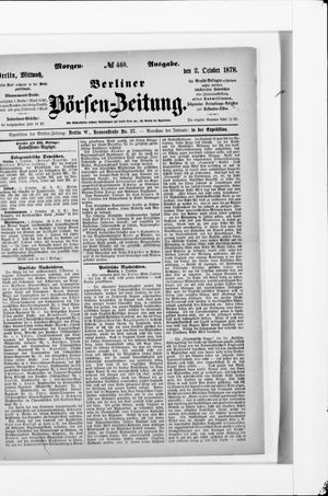 Berliner Börsen-Zeitung vom 02.10.1878