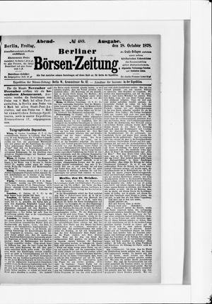Berliner Börsen-Zeitung vom 18.10.1878