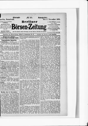 Berliner Börsen-Zeitung vom 02.11.1878