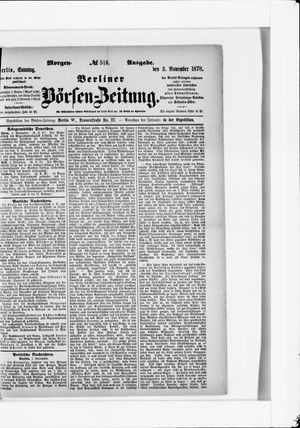 Berliner Börsen-Zeitung vom 03.11.1878