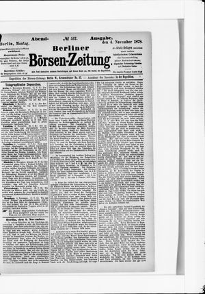Berliner Börsen-Zeitung vom 04.11.1878