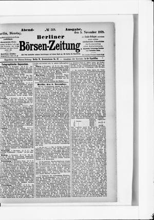 Berliner Börsen-Zeitung vom 05.11.1878