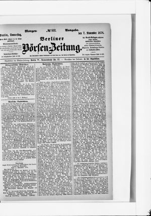 Berliner Börsen-Zeitung vom 07.11.1878
