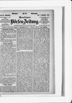 Berliner Börsen-Zeitung vom 09.11.1878