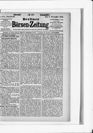 Berliner Börsen-Zeitung vom 09.11.1878