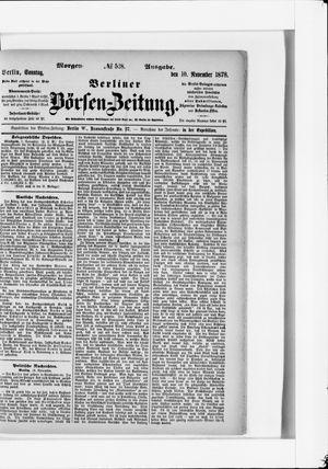 Berliner Börsen-Zeitung vom 10.11.1878