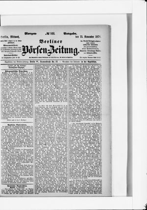 Berliner Börsen-Zeitung vom 13.11.1878