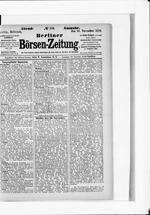 Berliner Börsen-Zeitung vom 13.11.1878