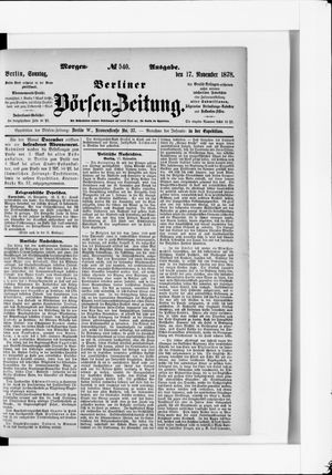 Berliner Börsen-Zeitung vom 17.11.1878