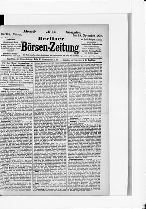 Berliner Börsen-Zeitung vom 18.11.1878