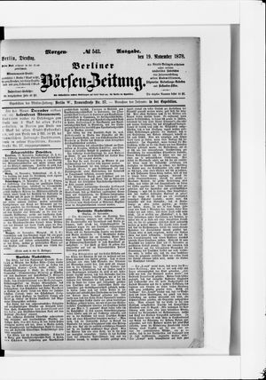 Berliner Börsen-Zeitung vom 19.11.1878