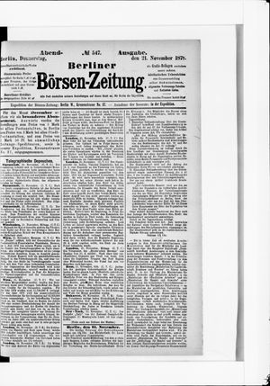 Berliner Börsen-Zeitung vom 21.11.1878