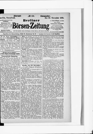 Berliner Börsen-Zeitung vom 23.11.1878
