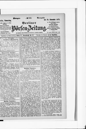 Berliner Börsen-Zeitung vom 28.11.1878