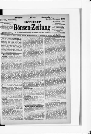 Berliner Börsen-Zeitung vom 28.11.1878