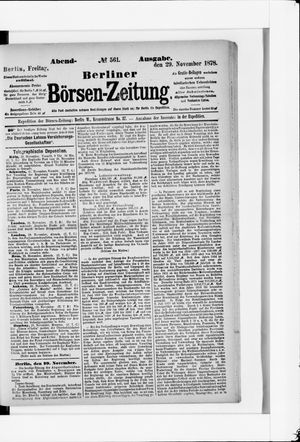 Berliner Börsen-Zeitung vom 29.11.1878