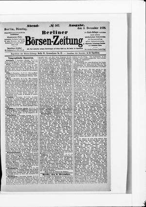Berliner Börsen-Zeitung vom 03.12.1878