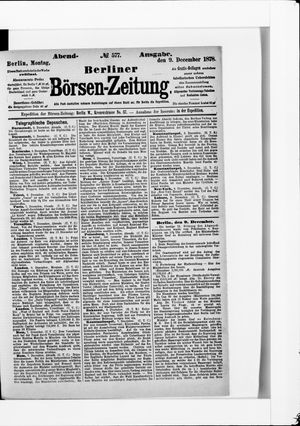 Berliner Börsen-Zeitung vom 09.12.1878