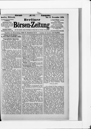 Berliner Börsen-Zeitung vom 11.12.1878